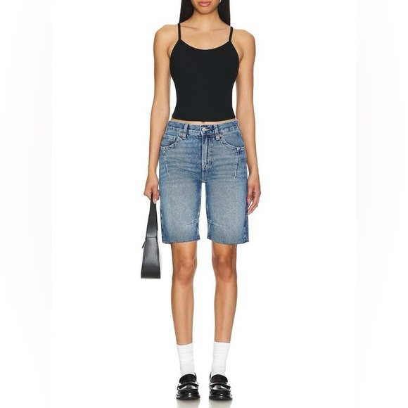 Free People We The Free Ghost Town Blue Denim Long Shorts Sz 28, 31 NWT - Picture 1 of 15